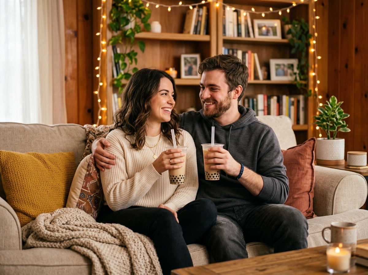 us every weekend honestly - cozy boba couch moment