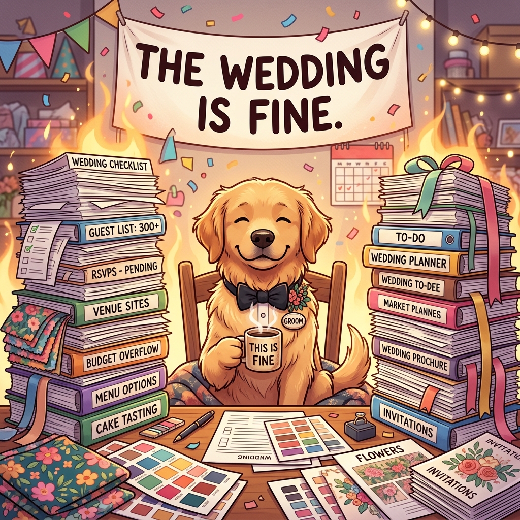 Wedding planning: This is fine meme